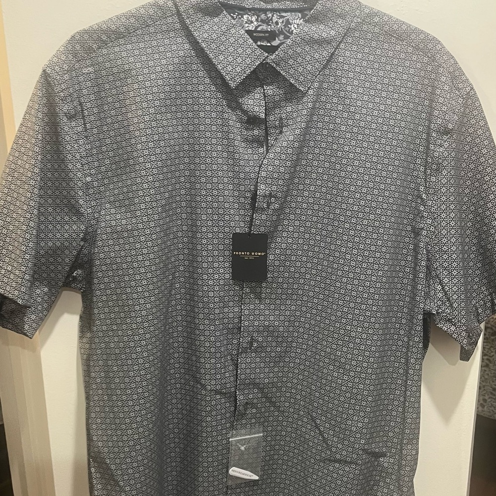 Pronto Uomo Gray Casual Button Down Shirt Modern Design